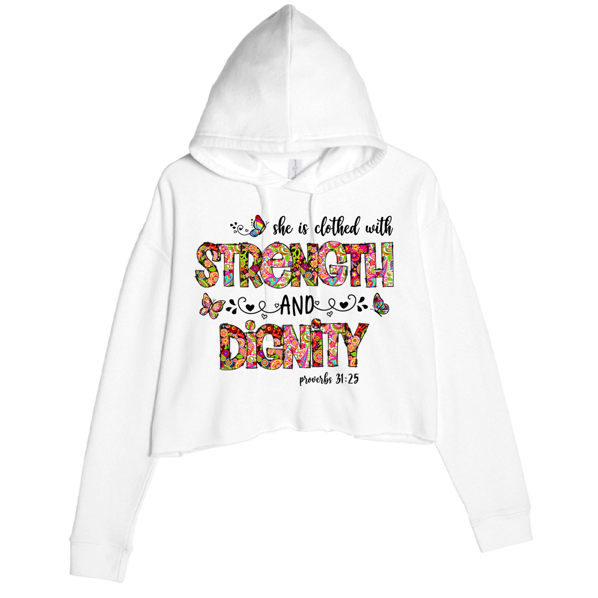 Prayer Jesus Clothed With Strength And Dignity Crop Fleece Hoodie