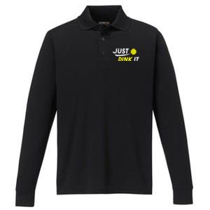 Pickleball Just Dink It Funny Pickle Ball Performance Long Sleeve Polo