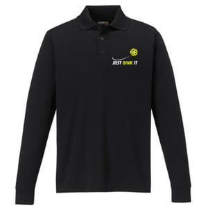 Pickleball Just Dink It Funny Pickle Ball Gift Performance Long Sleeve Polo