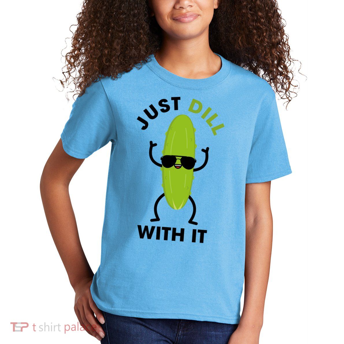 Pickle Just Dill With It Motivational Funny Sarcastic Great Gift Kids T-Shirt