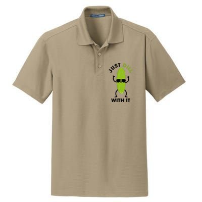 Pickle Just Dill With It Motivational Funny Sarcastic Great Gift Dry Zone Grid Polo