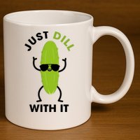 Pickle Just Dill With It Motivational Funny Sarcastic Great Gift 11oz C Handle Ceramic Mug