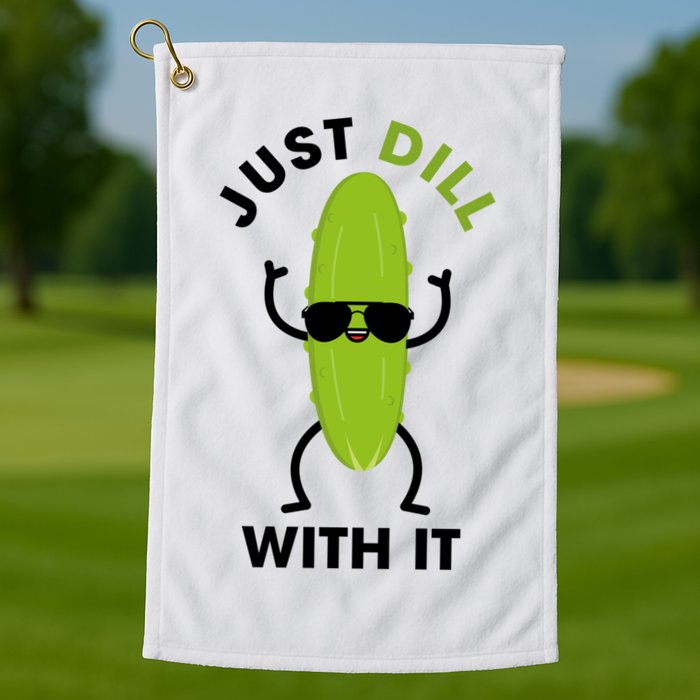 Pickle Just Dill With It Motivational Funny Sarcastic Great Gift Golf Towel