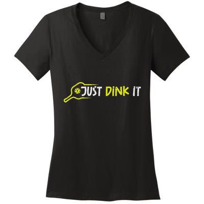 Pickleball Just Dink It Pocket Pickle Ball Women Women's V-Neck T-Shirt