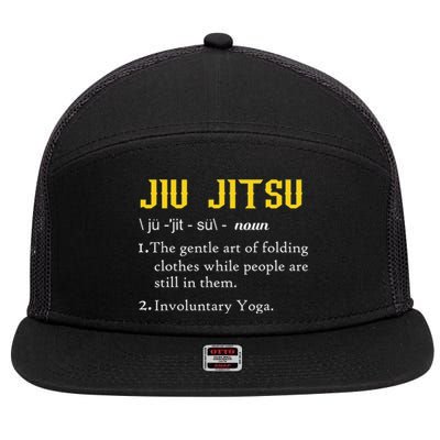 Pew Jitsu Definition Funny BJJ Jiu Jitsu Gun Owner 7 Panel Mesh Trucker Snapback Hat