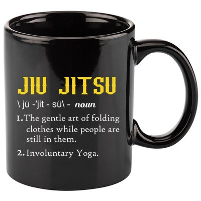 Pew Jitsu Definition Funny BJJ Jiu Jitsu Gun Owner 11oz C Handle Ceramic Mug
