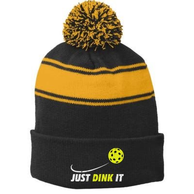 Pickleball Just Dink It Funny Pickle Ball Stripe Pom Pom Beanie