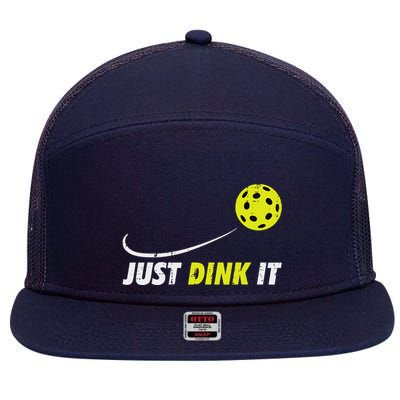 Pickleball Just Dink It Funny Pickle Ball 7 Panel Mesh Trucker Snapback Hat