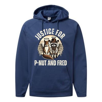 Pnut Justice For Fred The Raccoon And Peanut The Squirrel Performance Fleece Hoodie