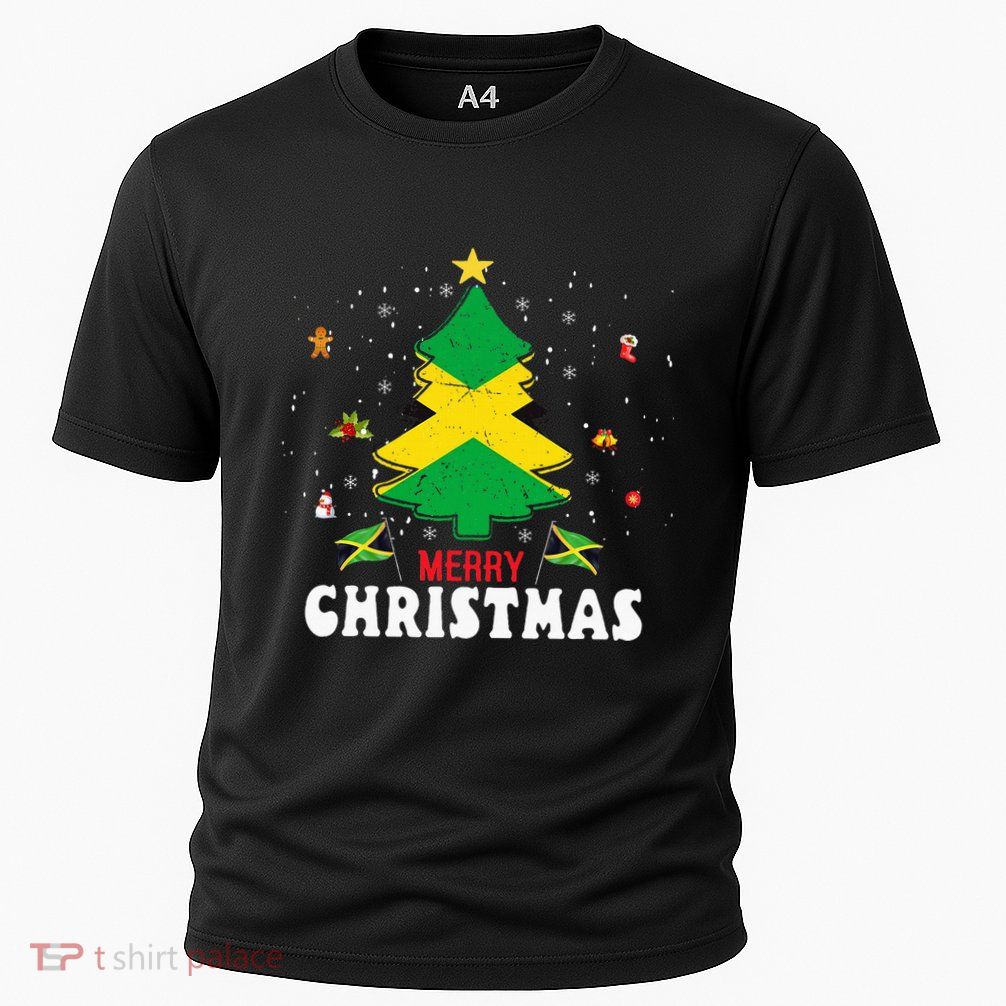 Proud Jamaica Flag Tree Christmas Pajama Patrioitc Xmas Cooling Performance Crew T-Shirt