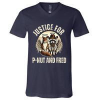 Pnut Justice For Fred The Raccoon And Peanut The Squirrel V-Neck T-Shirt