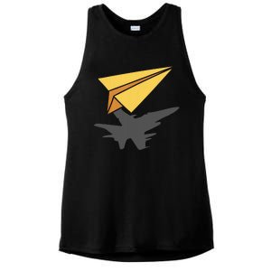 Paper Jet Fighter Plane Airplane Aviation Aircraft Airfield Ladies PosiCharge Tri-Blend Wicking Tank