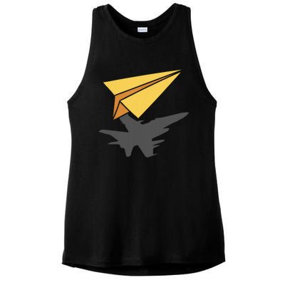 Paper Jet Fighter Plane Airplane Aviation Aircraft Airfield Ladies PosiCharge Tri-Blend Wicking Tank