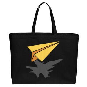 Paper Jet Fighter Plane Airplane Aviation Aircraft Airfield Cotton Canvas Jumbo Tote