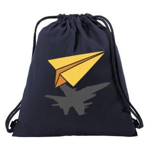 Paper Jet Fighter Plane Airplane Aviation Aircraft Airfield Drawstring Bag