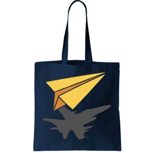 Paper Jet Fighter Plane Airplane Aviation Aircraft Airfield Tote Bag