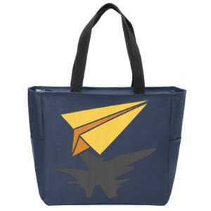 Paper Jet Fighter Plane Airplane Aviation Aircraft Airfield Zip Tote Bag