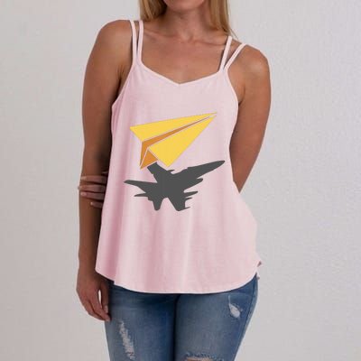 Paper Jet Fighter Plane Airplane Aviation Aircraft Airfield Women's Strappy Tank