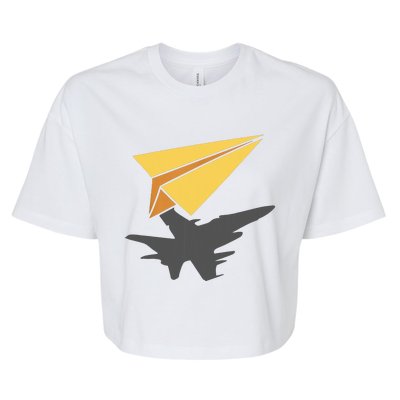 Paper Jet Fighter Plane Airplane Aviation Aircraft Airfield Bella+Canvas Jersey Crop Tee