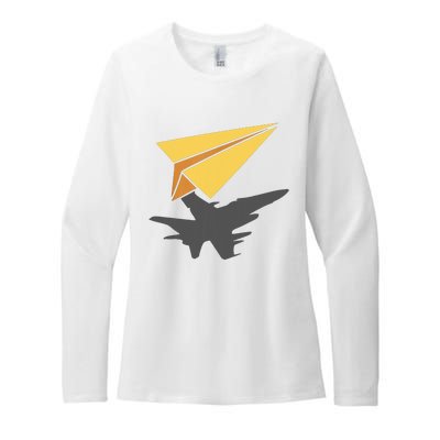 Paper Jet Fighter Plane Airplane Aviation Aircraft Airfield Womens CVC Long Sleeve Shirt