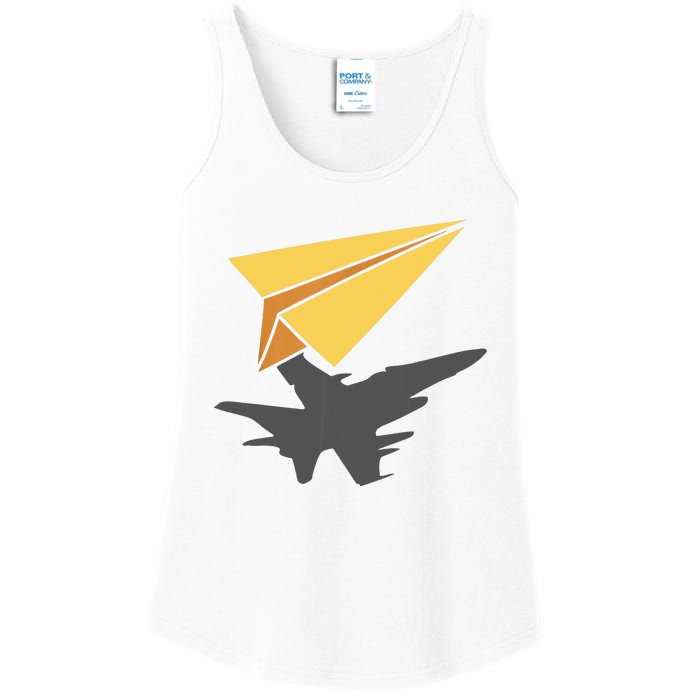 Paper Jet Fighter Plane Airplane Aviation Aircraft Airfield Ladies Essential Tank