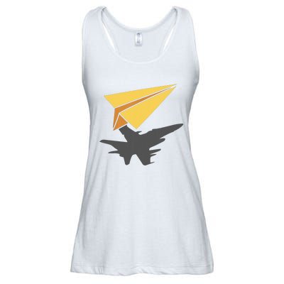 Paper Jet Fighter Plane Airplane Aviation Aircraft Airfield Ladies Essential Flowy Tank