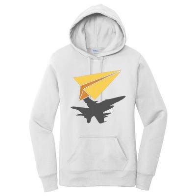 Paper Jet Fighter Plane Airplane Aviation Aircraft Airfield Women's Pullover Hoodie