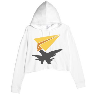 Paper Jet Fighter Plane Airplane Aviation Aircraft Airfield Crop Fleece Hoodie