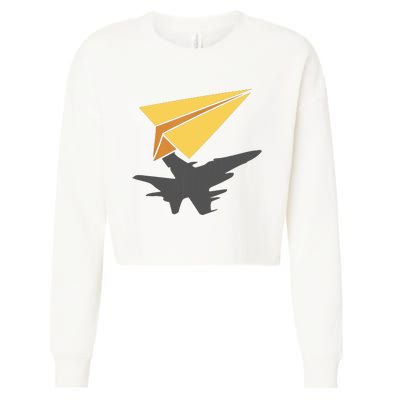 Paper Jet Fighter Plane Airplane Aviation Aircraft Airfield Cropped Pullover Crew