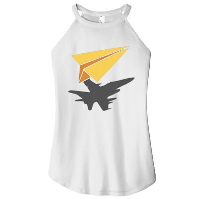 Paper Jet Fighter Plane Airplane Aviation Aircraft Airfield Women's Perfect Tri Rocker Tank