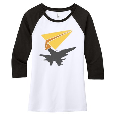 Paper Jet Fighter Plane Airplane Aviation Aircraft Airfield Women's Tri-Blend 3/4-Sleeve Raglan Shirt