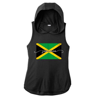 Proud Jamaican Flag Jamaica Pride Ladies PosiCharge Tri-Blend Wicking Draft Hoodie Tank