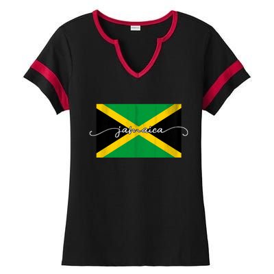 Proud Jamaican Flag Jamaica Pride Ladies Halftime Notch Neck Tee