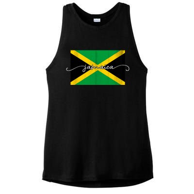 Proud Jamaican Flag Jamaica Pride Ladies PosiCharge Tri-Blend Wicking Tank