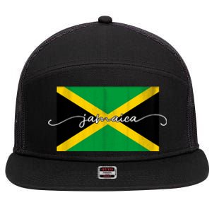 Proud Jamaican Flag Jamaica Pride 7 Panel Mesh Trucker Snapback Hat