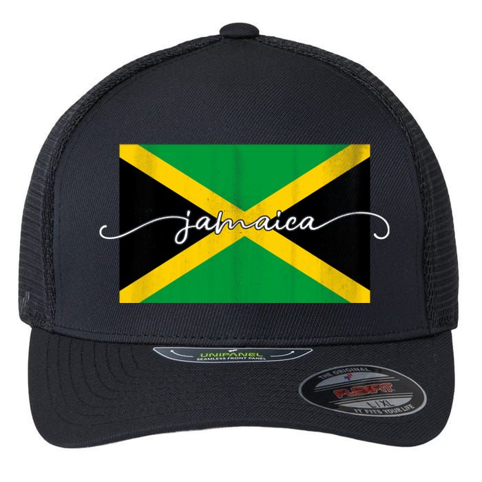 Proud Jamaican Flag Jamaica Pride Flexfit Unipanel Trucker Cap