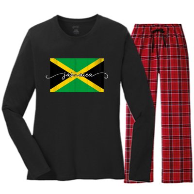 Proud Jamaican Flag Jamaica Pride Women's Long Sleeve Flannel Pajama Set 