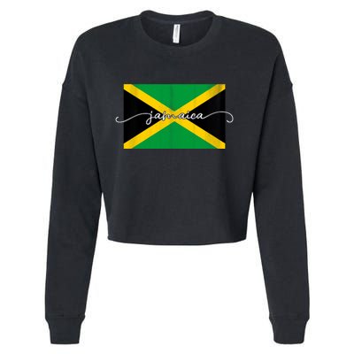 Proud Jamaican Flag Jamaica Pride Cropped Pullover Crew