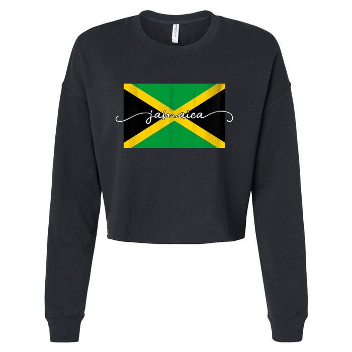 Proud Jamaican Flag Jamaica Pride Cropped Pullover Crew