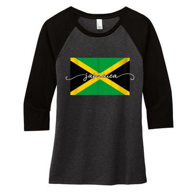 Proud Jamaican Flag Jamaica Pride Women's Tri-Blend 3/4-Sleeve Raglan Shirt