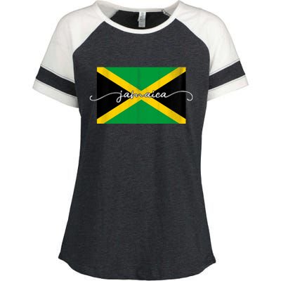 Proud Jamaican Flag Jamaica Pride Enza Ladies Jersey Colorblock Tee