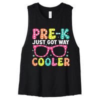 Prek Just Got Way Cooler Students First Day Of Prek School Women's Racerback Cropped Tank