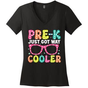 Prek Just Got Way Cooler Students First Day Of Prek School Women's V-Neck T-Shirt