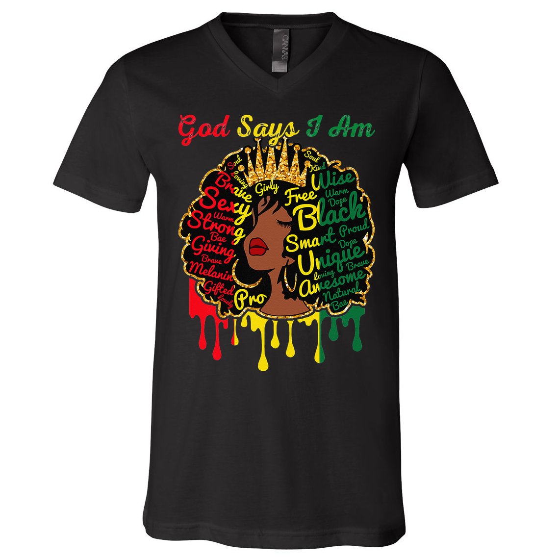 Proud Juneteenth God Says I Am Black History Month V-Neck T-Shirt