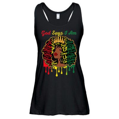 Proud Juneteenth God Says I Am Black History Month Ladies Essential Flowy Tank