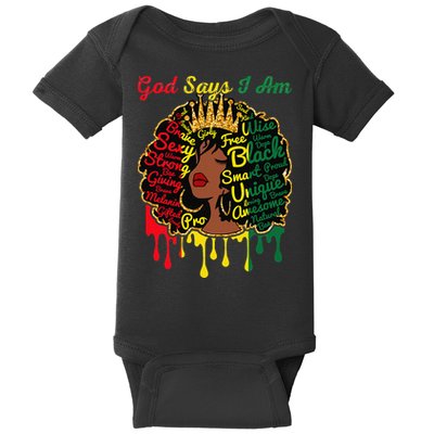 Proud Juneteenth God Says I Am Black History Month Baby Bodysuit