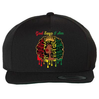 Proud Juneteenth God Says I Am Black History Month Wool Snapback Cap