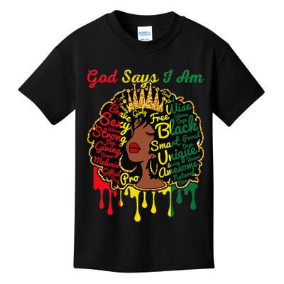 Proud Juneteenth God Says I Am Black History Month Kids T-Shirt