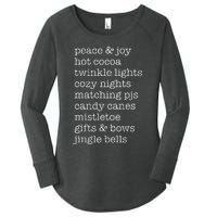 Peace & Joy Hot Cocoa Twinkle Lights Cozy Nights Women's Perfect Tri Tunic Long Sleeve Shirt