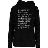 Peace & Joy Hot Cocoa Twinkle Lights Cozy Nights Womens Funnel Neck Pullover Hood